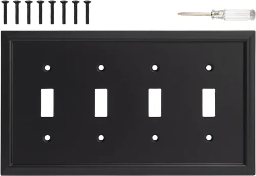 Miniatura 19 de Placa de pared, cubiertas de toma de corriente dúplex, cubierta de interruptor de luz negro mate - Placa de cubierta de toma de corriente eléctrica