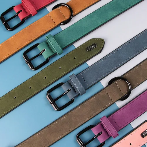 Miniatura 4 de Didog Collar de perro de piel sintética acolchado suave, transpirable y ajustable para perros pequeños, cómodo para paseos diarios, marrón, ajuste M