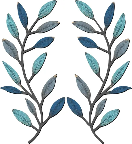 Miniatura 10 de Zhengmy 2 piezas de metal hoja de árbol decoración de pared de hoja de olivo vid hoja de olivo arte de pared sala de estar, decoración de pared