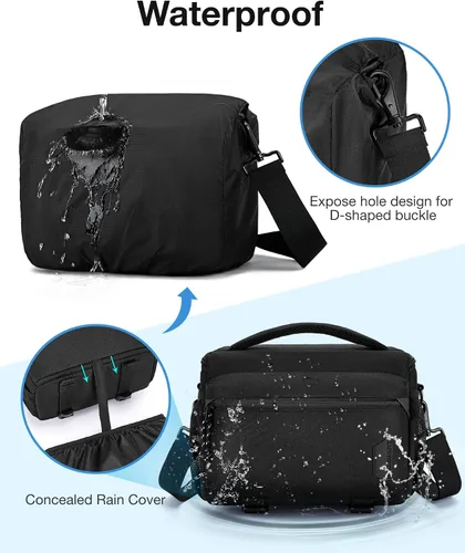 Miniatura 5 de BAGSMART Bolsa pequeña para fotógrafos, bolsas de hombro compactas para cámaras DSLR/SLR/SLR/sin espejo, funda cruzada impermeable para cámara