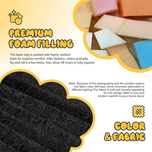 Miniatura 8 de Homguava Puf gigante de 2 pies para adultos con relleno de espuma viscoelástica, puf con funda de piel sintética suave, cómoda puf para sala