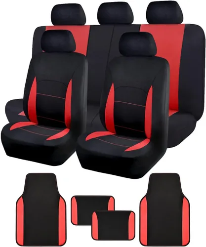 Miniatura 34 de Flying Banner Fundas de asiento de coche, asientos delanteros, asiento trasero, poliéster, protectores de asiento de automóvil, instalaciones Negro