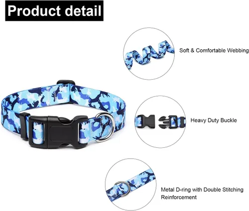 Miniatura 93 de Mercano Collar ajustable para perro, patrones de diseño especial, nailon suave, cómodo y resistente, collar para mascotas para perros pequeños