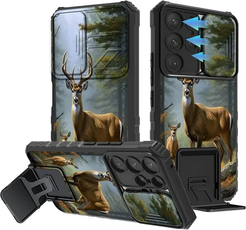 Miniatura 881 de Funda para Samsung Galaxy S22 Ultra 5G, Galaxy S22 Ultra con cubierta de cámara deslizante, funda resistente de doble capa con función atril Black