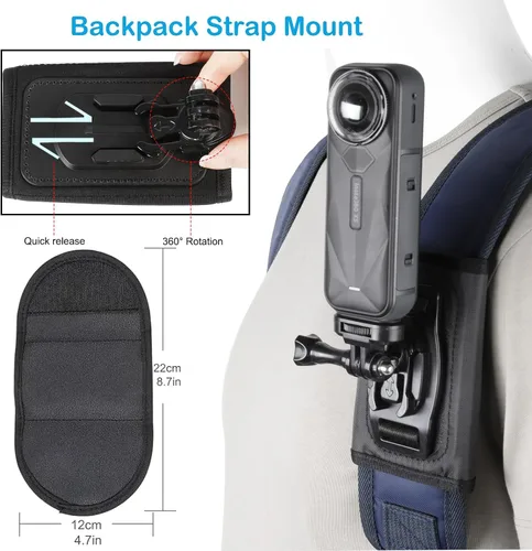 Miniatura 4 de Kit de accesorios para Insta360 One X5/X4/X3/X2/X, One R, X y GoPro Hero 9, nueva montura de enganche rápido para la cabeza + arnés de montaje