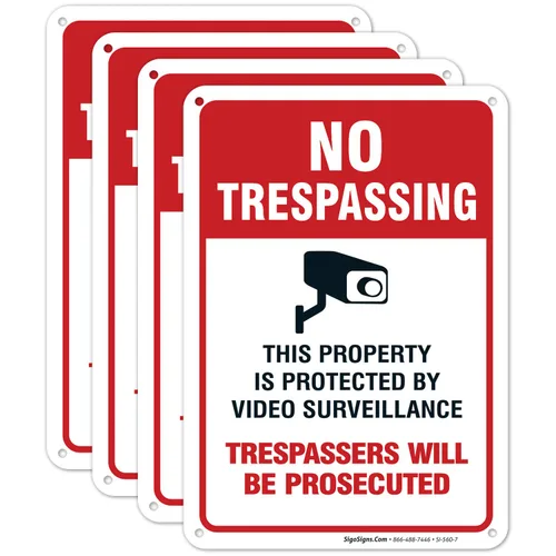 Miniatura 9 de Señal de videovigilancia No Trespassing, cámara de seguridad CCTV, 24 x 30 pulgadas, 3M EGP reflectante aluminio .080, resistente a la decoloración