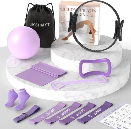 Miniatura 10 de Pilates Ring Kit for Women, Pilates Equipment – 14.5" Home Magic Circle Workout with Pilates Ball, Resistance Bands, Better me Pilates Essentials