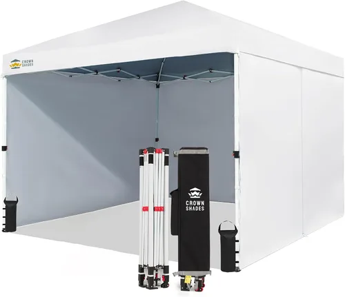 Miniatura 20 de CROWN SHADES Carpa Toldo Desplegable, Carpa Toldo Comercial 8x8 con 4 Paredes Laterales, Ruedas de 4", 4 Pesos Mejorados, Centerlock Patentado, Tela