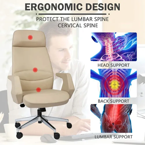 Miniatura 4 de Silla ejecutiva de escritorio de oficina con respaldo alto, ergonómica y ajustable, giratoria con soporte lumbar, reposabrazos acolchados perfectos