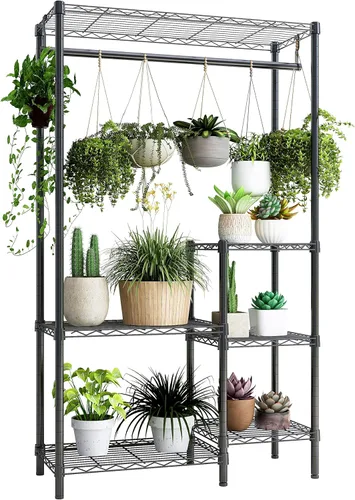 Xiofio Soportes para plantas para interiores y exteriores, soporte de metal resistente para plantas, estante grande para plantas, estantes