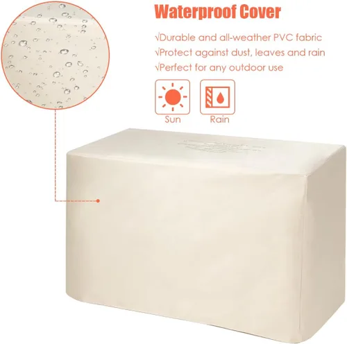 Miniatura 9 de COSTWAY Mesa para fogata de propano de 42 pulgadas, mesa rectangular de gas para exteriores de 60,000 BTU con mesa de cerámica, roca de lava