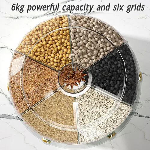 Miniatura 8 de Contenedor de almacenamiento de arroz y granos, dispensador de 13.2 lbs de capacidad, contenedor de almacenamiento de alimentos giratorio 360, caja