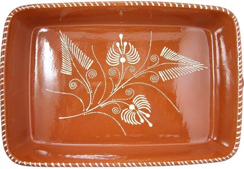 Tostador de cerámica de terracota tradicional portugués vintage hecho en Portugal (N.4 17 3/4 x 12 x 3 3/8 pulgadas)