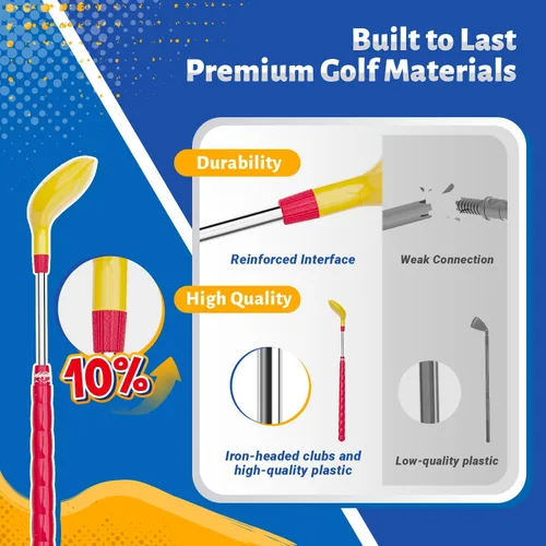 Miniatura 3 de Juego de golf para niños pequeños de EagleStone con lanzador de pedal, juguete de golf para niños de 3 a 8 años, incluye palo de golf ajustable, 15
