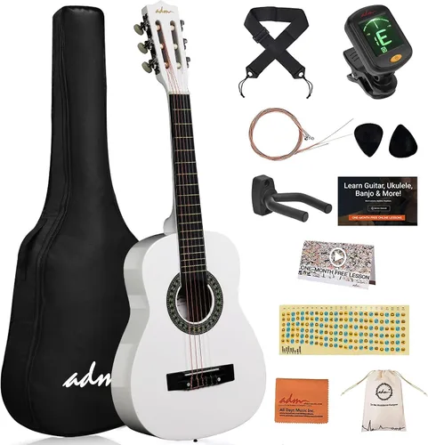 Miniatura 23 de ADM - Guitarra acústica para principiantes, 30 pulgadas, cuerdas de nailon, guitarra de madera para niños y estudiantes, lecciones en línea
