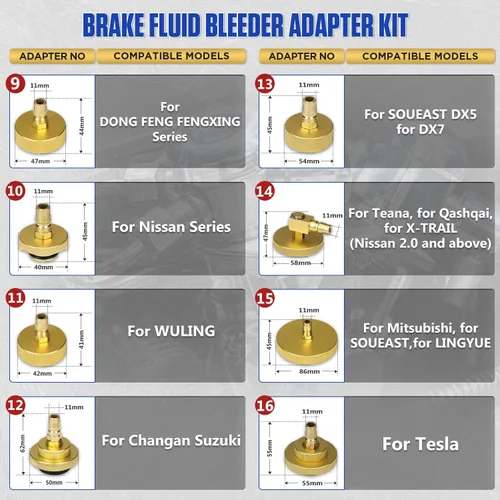 Miniatura 5 de Kit de adaptador de purga de frenos de 20 piezas, kit de purga de cilindro maestro con conector rápido, kit de purga de presión de freno duradero