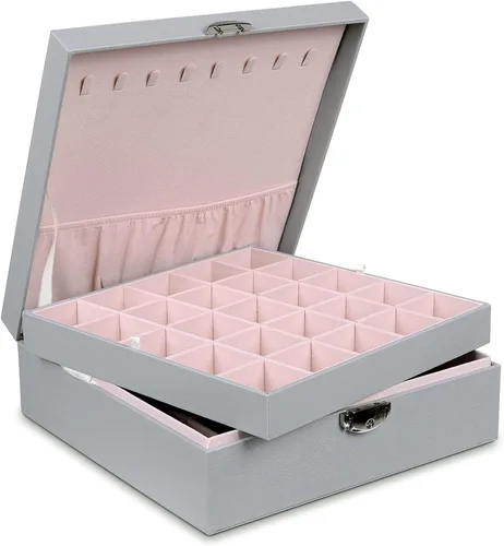 misaya Joyero para pendientes para mujer, organizador de joyas con 50 ranuras, caja de soporte para aretes, anillos, collares, regalo para mujeres,