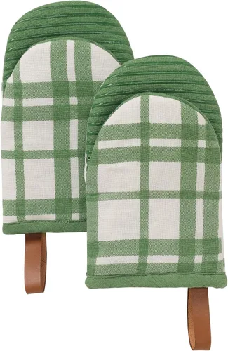 Miniatura 16 de Folkulture Mini guantes de horno resistentes al calor (5.75 x 9) Juego de 2 guantes cortos para horno con lazo para colgar, guantes de horno