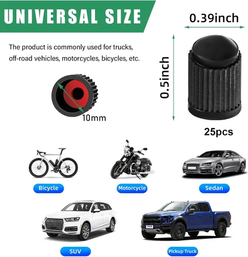 Miniatura 2 de Ziciner 25 tapas de vástago de válvula de neumático, tapa de válvula de neumático de plástico para autos con sello de goma O, cubiertas de vástago