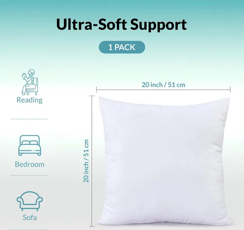 Miniatura 2 de ROYALE LINENS Relleno de almohada de 14 x 18 pulgadas, relleno alternativo de plumón, paquete de 1 almohada rectangular, almohadas de cama y sofá