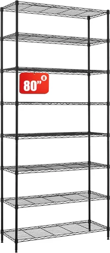 Finnhomy Estantería de alambre de 8 niveles, estantería ajustable de alambre de acero, 14 x 36 x 80 pulgadas, 8 estantes de almacenamiento de metal,