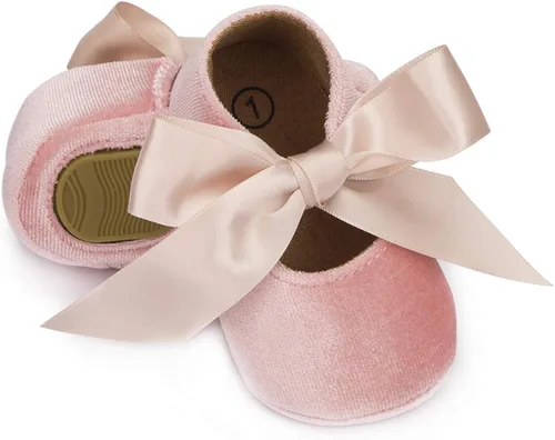 KIDSUN Zapatos Mary Jane con suela de goma antideslizante, zapatos de ballet, vestido de princesa, zapatos de boda, zapatos de cuna para recién