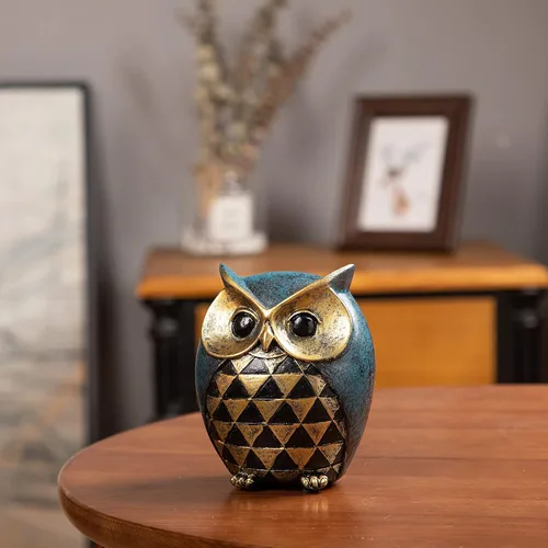 Miniatura 3 de Leekung Estatua de búho para decoración del hogar, figuras de búho para estantería, dormitorio, sala de estar, oficina y soporte de TV, esculturas