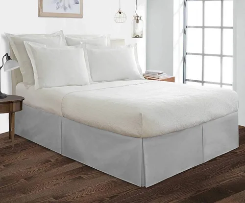 Miniatura 16 de Cotton Delight Falda de cama tamaño Queen 100% tela de mezcla de algodón, ajuste a medida de alta calidad, 1 falda de cama tamaño Queen de 12 Negro