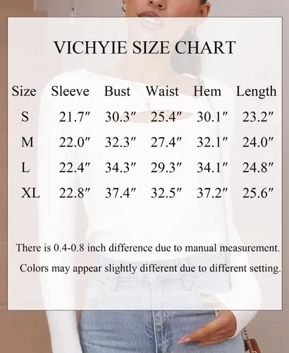 Miniatura 2 de VICHYIE Ropa de otoño para mujer, de una pieza, recortada, de manga larga, acanalada, ajustada, ajustada