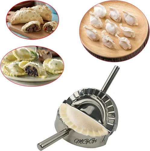 Miniatura 6 de Molde para ravioles de acero inoxidable Pierogi para hacer albóndigas, molde de prensa Goya Empanada de 5 pulgadas, prensador de moldes de ravioles