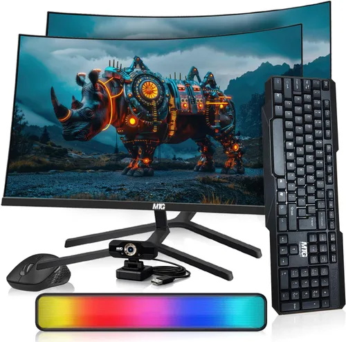 Miniatura 27 de MTG - Monitor curvo de 27 pulgadas, pantalla Full HD 1080P sin marco, audio HDMI DP USB, desenfoque de bajo movimiento, montaje VESA, combo