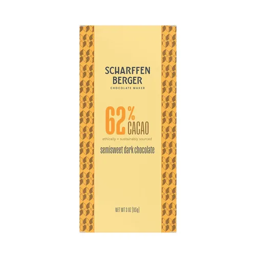 Barra de Chocolate Scharffen Berger - Chocolate Negro - 62 Por Ciento Cacao - Semi-Amargo - Fino Artesanal - Barras de 3 onzas - Paquete de 12