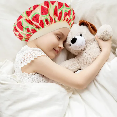 Miniatura 5 de 4 PIEZAS Gorros de Satén para Niños, Gorro de Dormir Infantil, Gorro de Seda Suave con Banda Elástica Ancha, Gorros Transpirables para Bebé, Gorros
