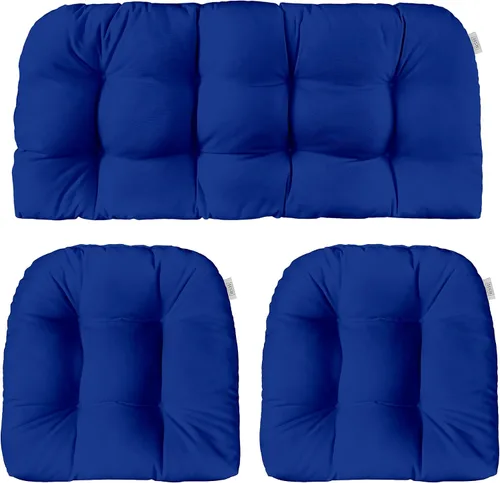 Miniatura 62 de RSH DECOR: Sunbrella - Juego de 3 cojines de mimbre copetudos 41 x 19 pulgadas y 19 x 19 pulgadas Fabricado con tela de rendimiento Sunbrella