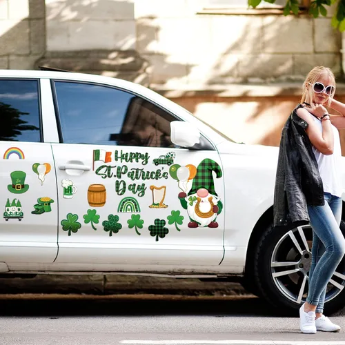 Miniatura 5 de 25 piezas de imanes de refrigerador de gnomos del Día de San Patricio Adhesivos magnéticos de decoración de fiesta irlandesa de trébol
