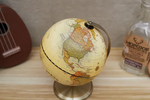 Miniatura 5 de Annova Globo antiguo de 5.5 pulgadas de diámetro – Decoración de escritorio educativa/geográfica/moderna – Arco y base de acero inoxidable