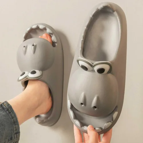 Miniatura 6 de Pantuflas de dinosaurio de dibujos animados para mujeres y hombres, sandalias de ducha de animales divertidos para parejas, antideslizantes, 1.57