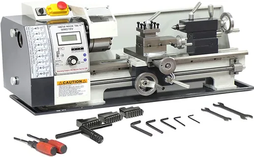 Miniatura 10 de INTSUPERMAI Mini torno de metal de 7 x 12 pulgadas, torno de metal de sobremesa, velocidad variable, 50-2500 rpm, torno de trabajo de metal con 3