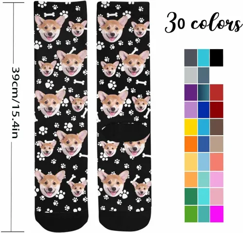 Miniatura 3 de D-Story Calcetines personalizados con foto fabricados en Estados Unidos, divertidos calcetines personalizados, regalos lindos personalizados