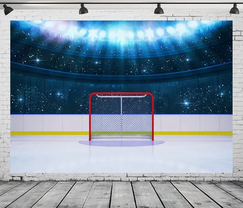 Miniatura 2 de BELECO Telón de fondo de estadio de hockey sobre hielo de 5 x 3 pies, portería de hockey, arena, escenario, juegos, aficionados, hockey