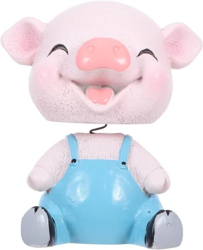 EXCEART Adorno de cerdo con forma de cabeza de bobblehead, decoración de cerdito tembloroso para tablero de instrumentos de automóvil, escritorio de