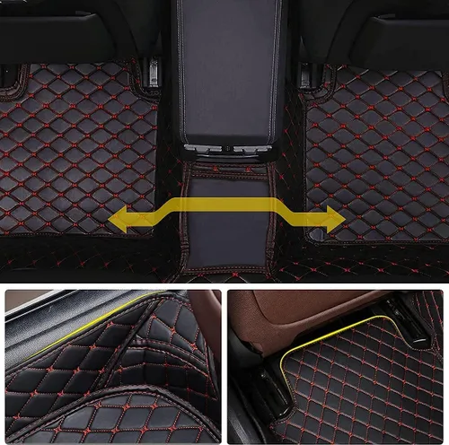 Miniatura 2 de Alfombrillas Personalizadas para Automóvil que se Ajustan al 95% de Todos los Climas, Alfombra de Cuero de Lujo con Patrón de Diamante, Alfombrillas