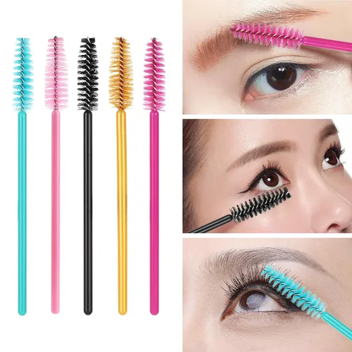 Miniatura 4 de Tbestmax 500 Varitas de Rímel Desechables Cepillo de Pestañas Spoolies para Ceja Extensión de Pestañas de Ojo, Kits de Aplicadores de Brochas de 5