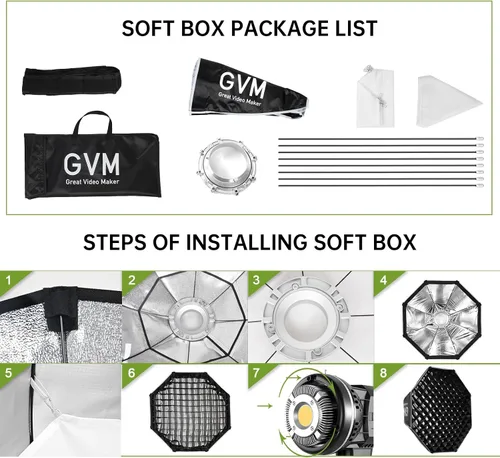 Miniatura 7 de GVM Great Video Maker Lighting Soft Boxes Bowens Mount con rejilla de nido de abeja, caja de luz ligera para paraguas plegable con bolsa