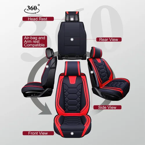 Miniatura 3 de OASIS AUTO Fundas de asiento para Forester/Outback/Legacy/Impreza/Crosstrek 2010-2025 asientos delanteros, impermeables, duraderas, de piel Rojo