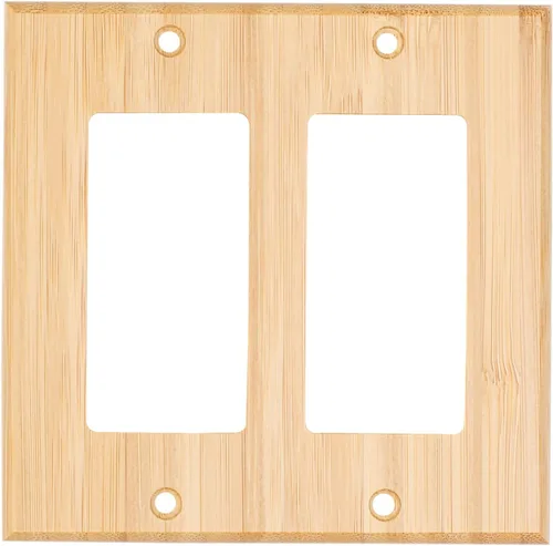 Cubierta decorativa para interruptor de luz de madera cruda, placa de pared doble basculante de 4.5 x 4.5 pulgadas, cubierta de placa de interruptor