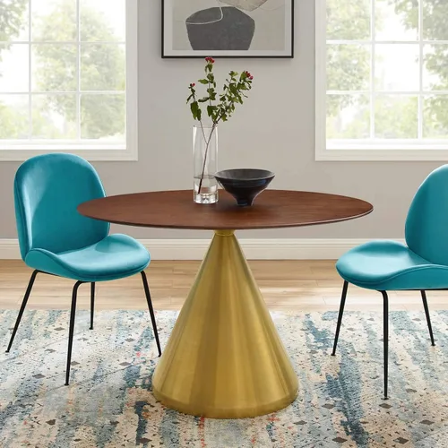 Miniatura 25 de Modway Tupelo - Mesa de comedor cuadrada de 28 pulgadas, color dorado y blanco