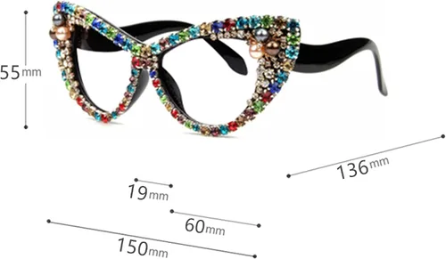 Miniatura 4 de Gafas de lectura retro con cristales brillantes y montura de diamantes de imitación de ojo de gato (colorido, 1.25)