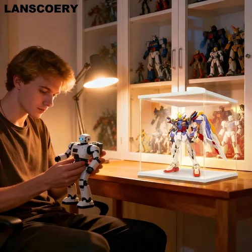 Miniatura 7 de LANSCOERY vitrina acrílica con iluminación LED, caja de exhibición de 5 niveles para coleccionables y figuras de acción, organizador transparente a