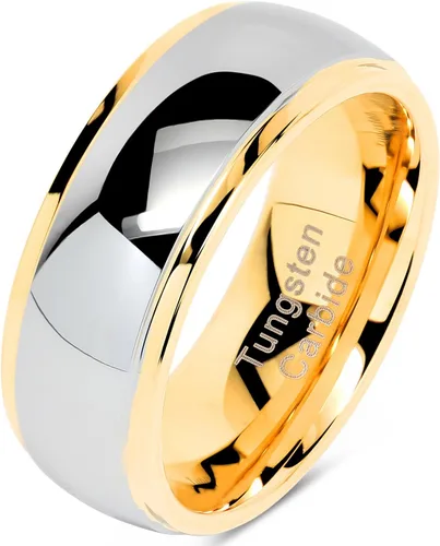 100S JEWELRY Anillos de tungsteno personalizados grabados para hombres y mujeres, alianza de boda, dos tonos, oro y plata, tallas 6-16
